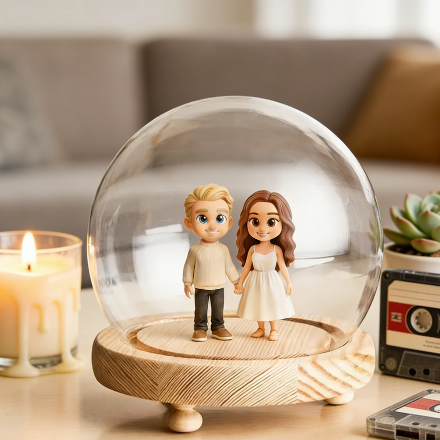 Customized 3D stereoscopic doll glass display case – Preserve Your Memory Inside a Glass Display – A Unique & Personal Gift for Boyfriend, Girlfriend, Anniversaries | KibiFig