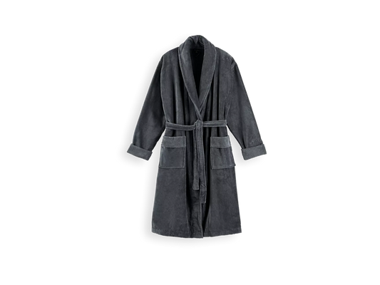 Super Smooth Cotton Bathrobe Men XL Charcoal Grey