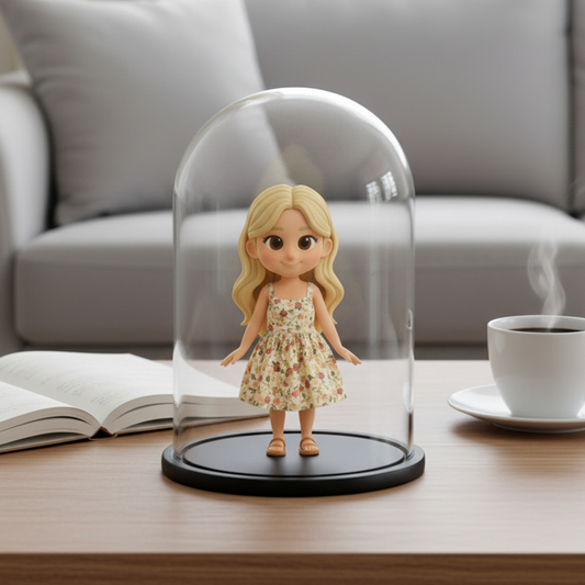 Custom 3D Portrait in Glass Display Case- Personalized Romantic Gift for Anniversary, Him, Her | KibiFig