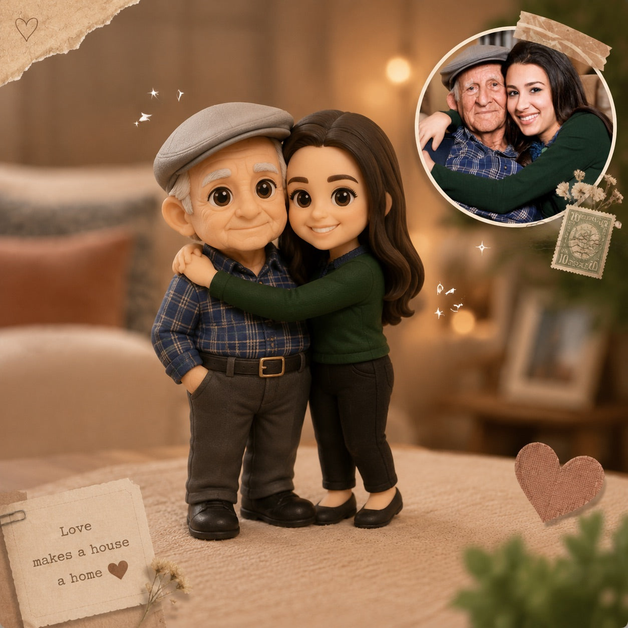 Custom Dad & Kids Figurine - Personalized 3D Figurine from Photo