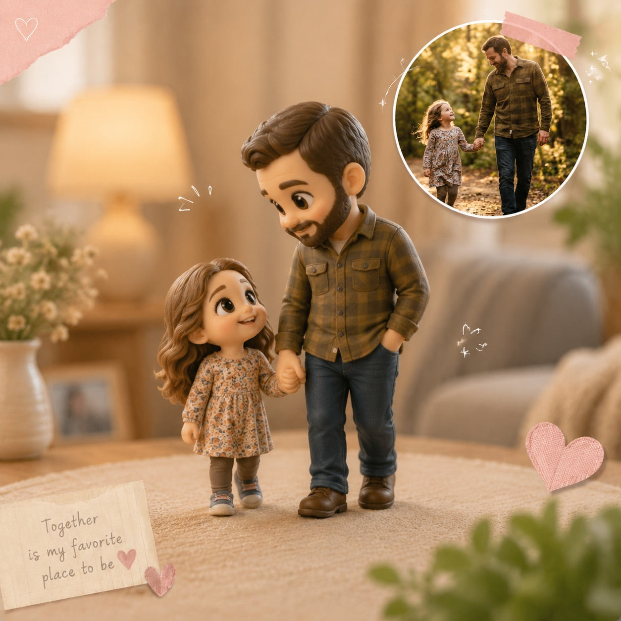 Custom Dad & Kids Figurine - Personalized 3D Figurine from Photo
