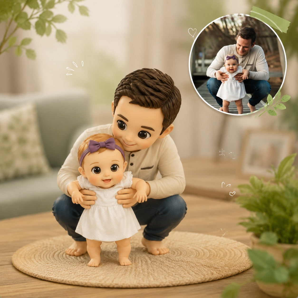 Custom Dad & Kids Figurine - Personalized 3D Figurine from Photo